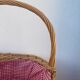 Basket in vintage woven wicker and red gingham