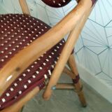Vintage Parisian bistro armchair in rattan/bamboo and woven nylon.