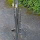 Foldable stainless steel serving trolley with smoked glass tops