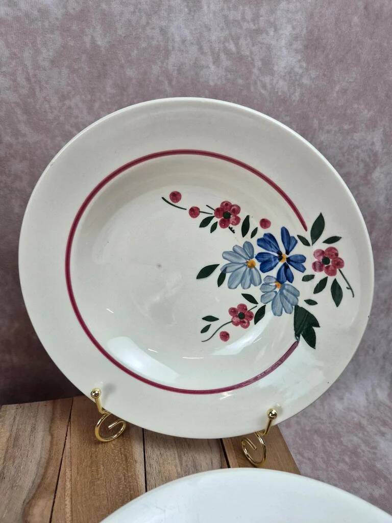 Lot de 4 assiettes creuses vintage Sarreguemines modèle Champfleury