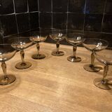 Lot of 7 champagne glasses smoked glass