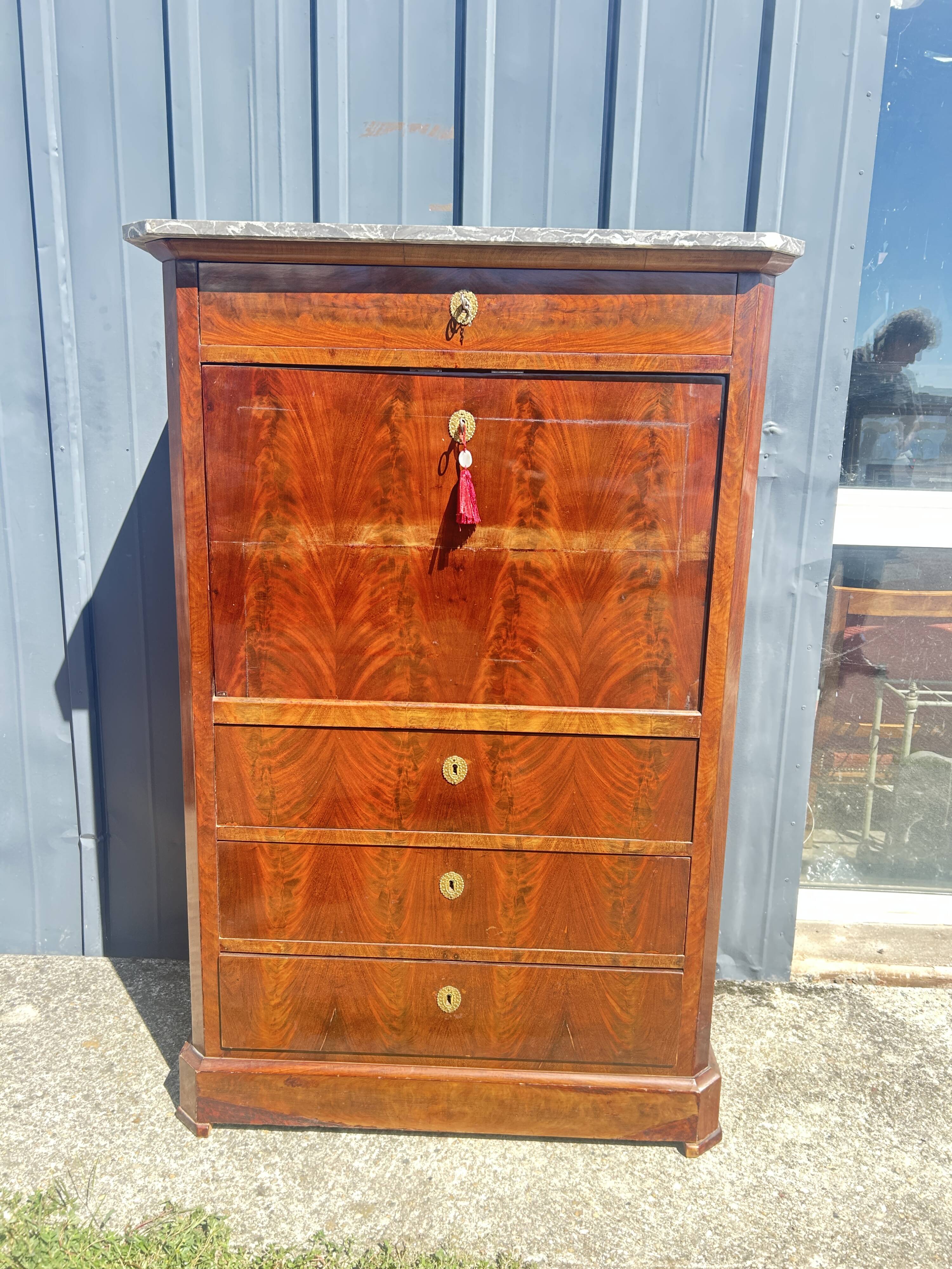 Mahogany drop-leaf secretary, Louis Philippe