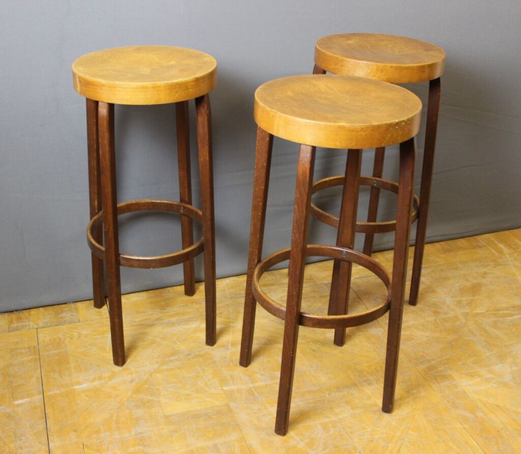 Suite of three bar stools circa 1940