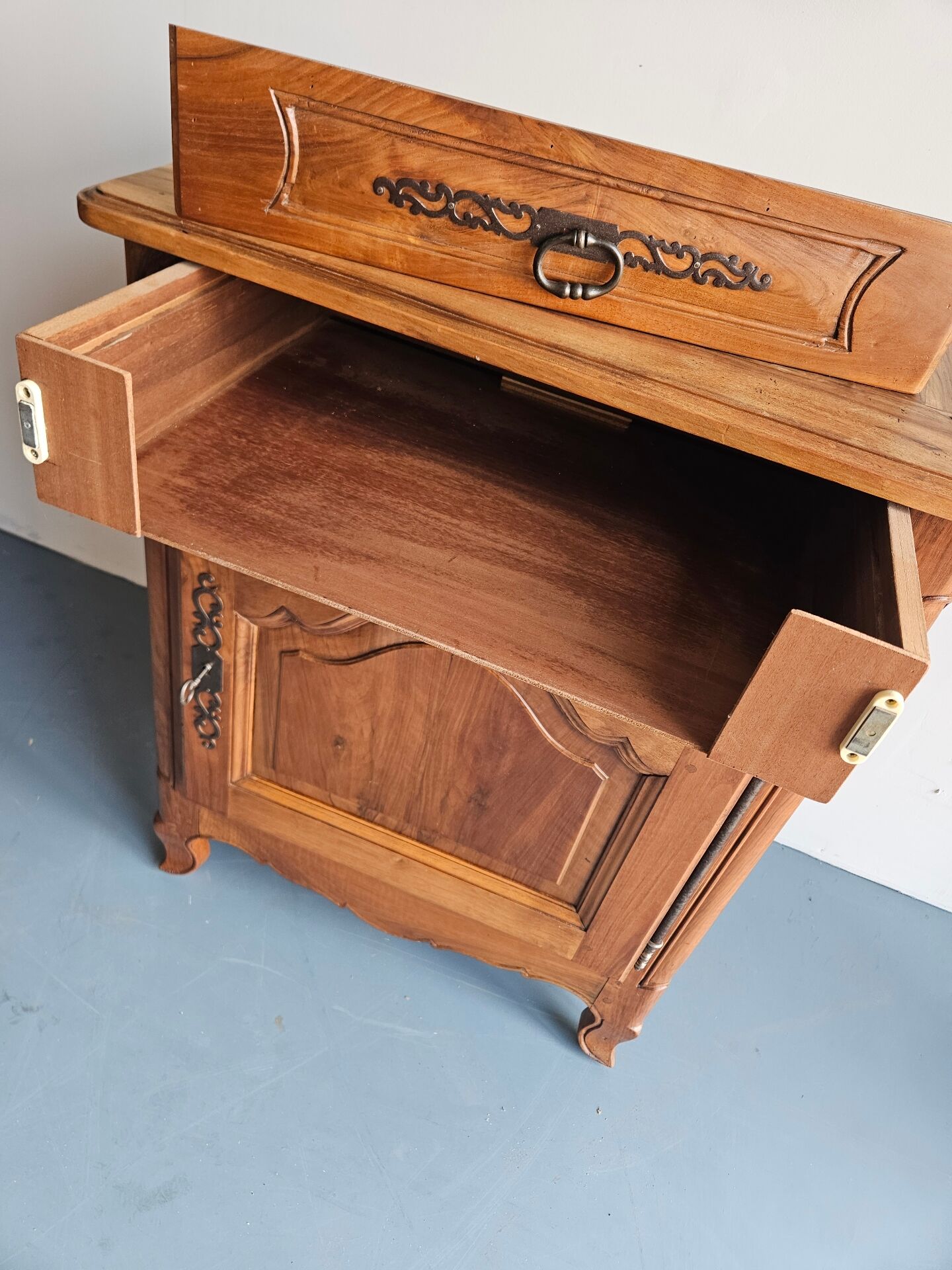 Antique jam cabinet made of hardwood