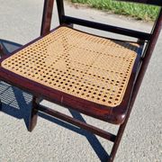 Lot de 2 chaises pliantes en bois et cannage
