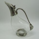 Carafe à décanter verre et métal argenté forme canard