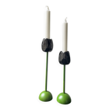 2 designer porcelain candlesticks "Tulip" - Taitu Milano - Rare vintage