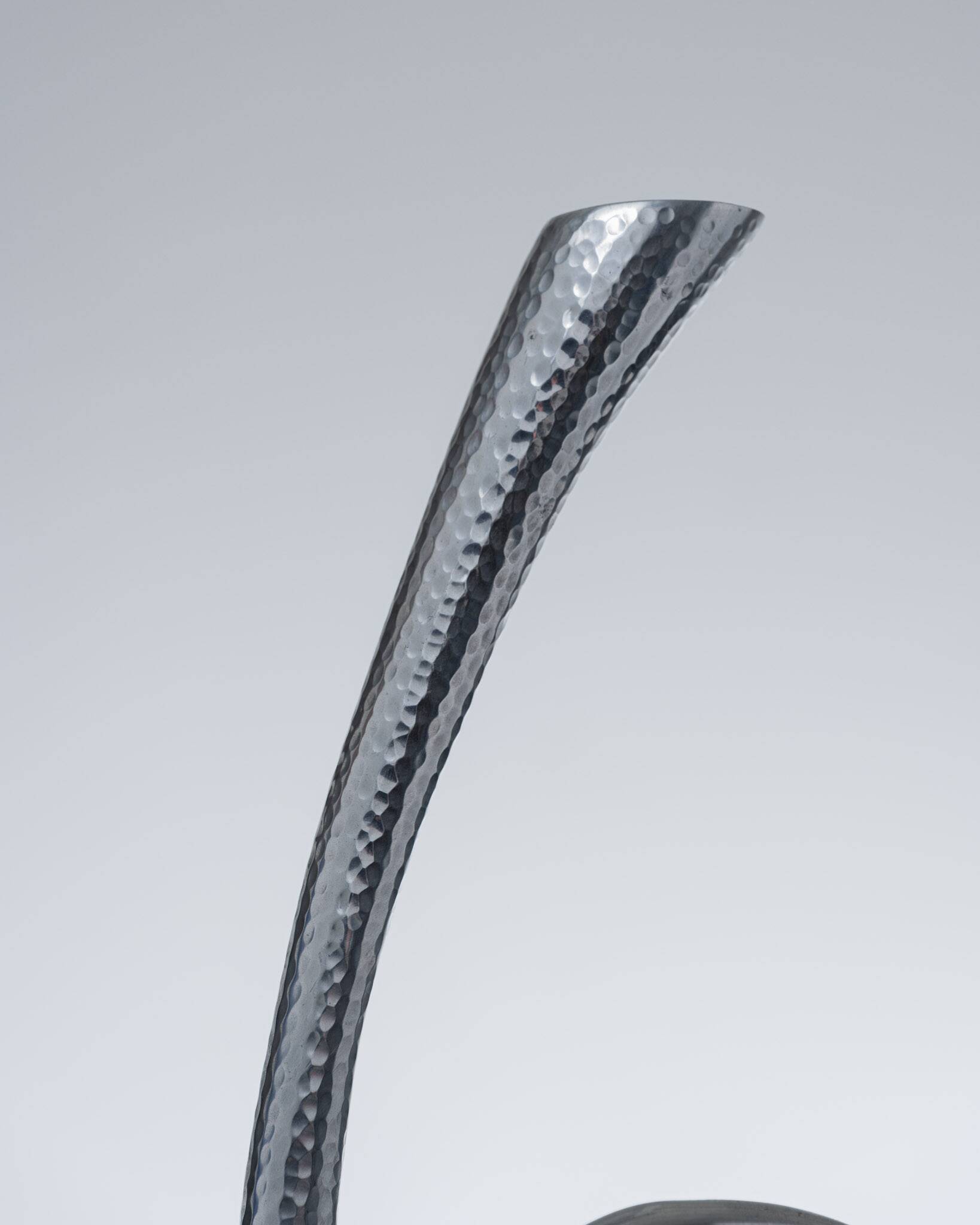 Curly hammered metal candle holder, 1970s