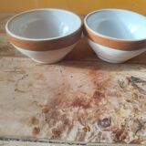 Set of 2 small stoneware bowls from Digoin, rustic serving bowls