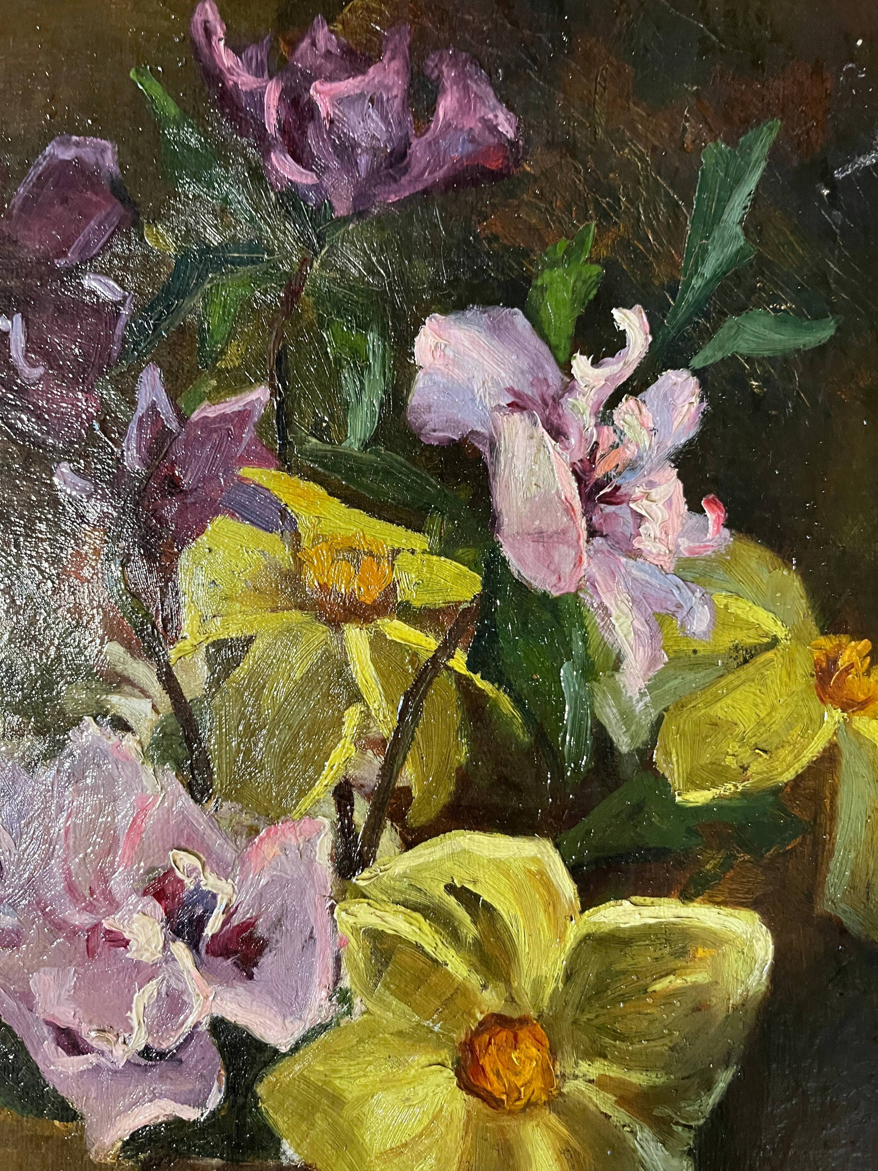 HST painting "Vase and bouquet of flowers" 20th century