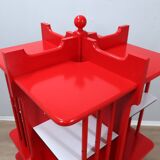 Modular Italian red lacquered solid wood bookshelf, 1960s