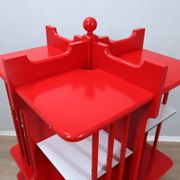 Modular Italian red lacquered solid wood bookshelf, 1960s
