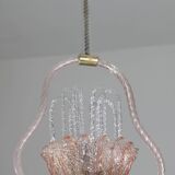Charming Pink and Transparent Murano Glass Chandelier by Barovier e Toso, 1950s