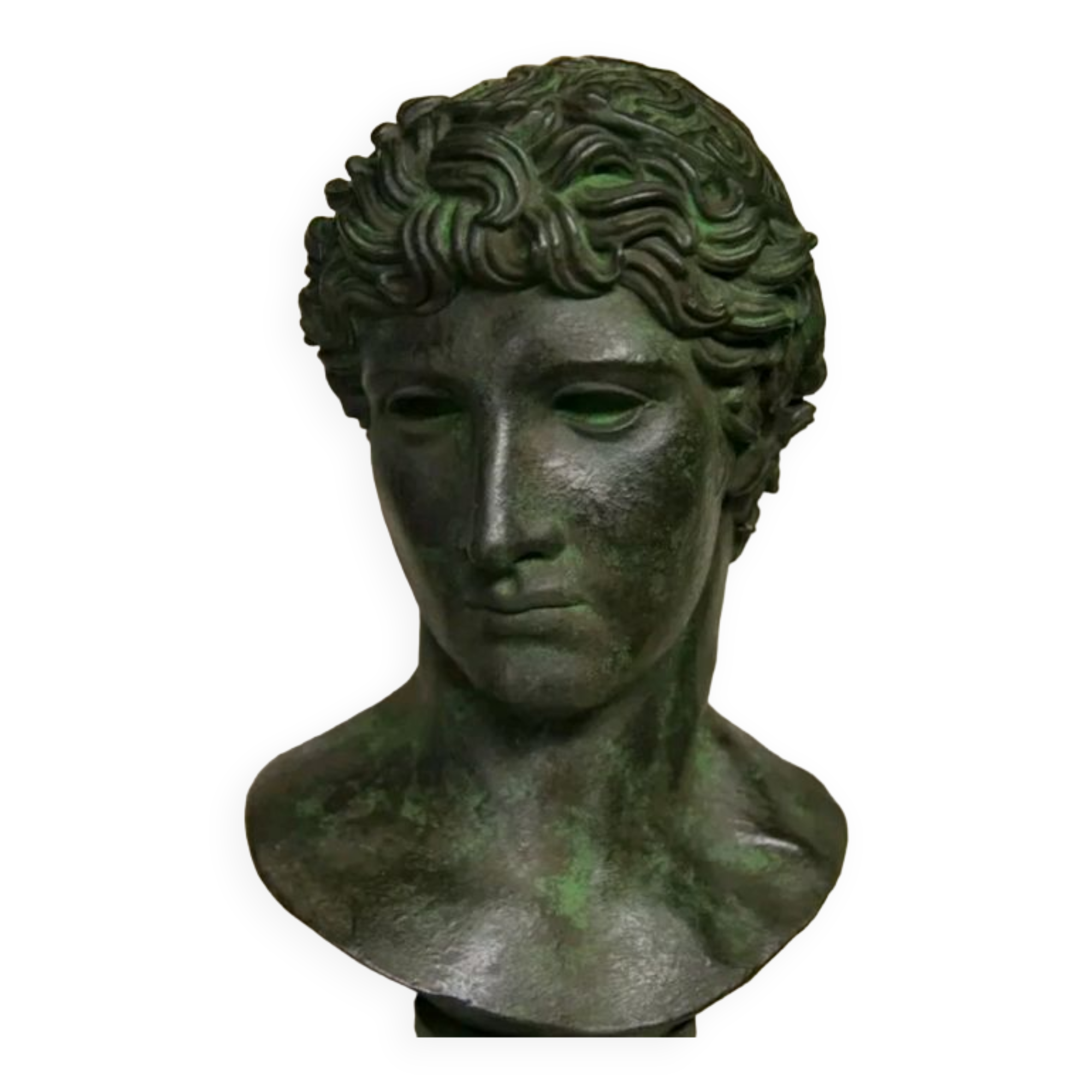 Buste Apollon greco romain magnifique patine bronze antique