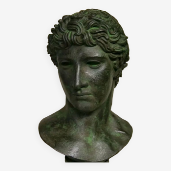 Bust Apollo greco roman magnificent patina ancient bronze