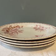 Set of 4 old flat plates Terre de Fer, earthenware of Badonviller