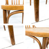 Chaise bistrot vintage en bois courbé avec dossier à barreaux