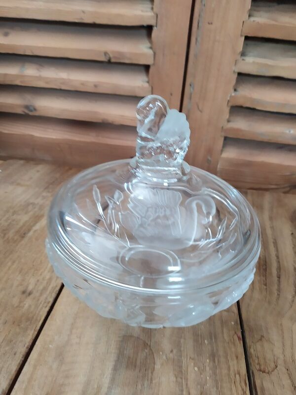 Vintage old swan molded crystal candy