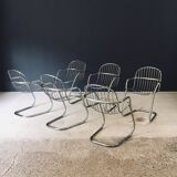 Mid-Century Modern Chrome Dining Chairs by Gastone Rinaldi, Italy, 1970s, Set of 6