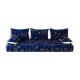 Handmade Moroccan Floor Sofa – Blue Hnibel with Golden Khormaz Patterns