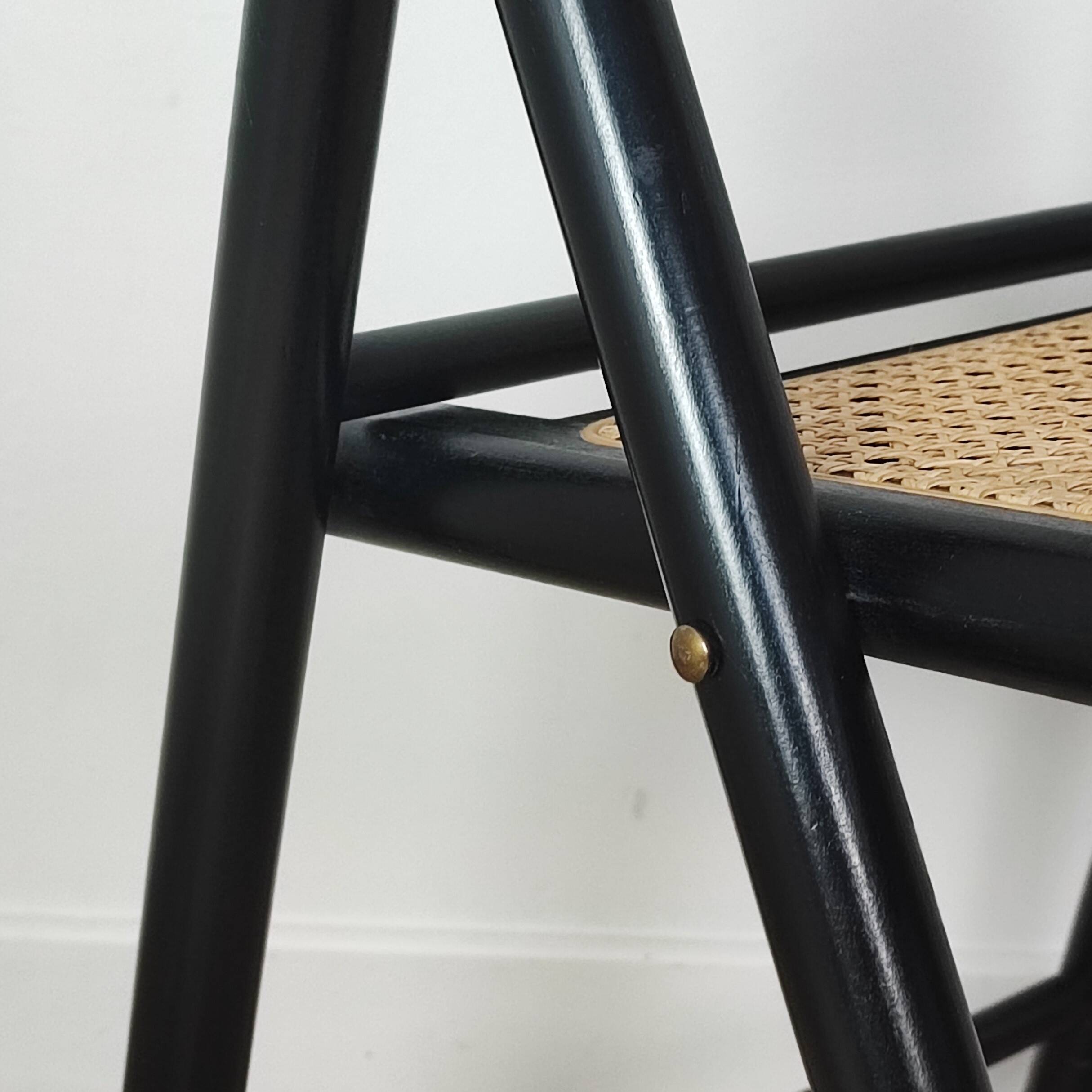 4 chaises pliantes bois et rotin