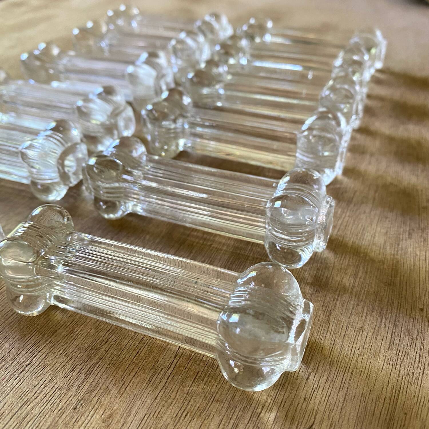 Antique glass knife rests