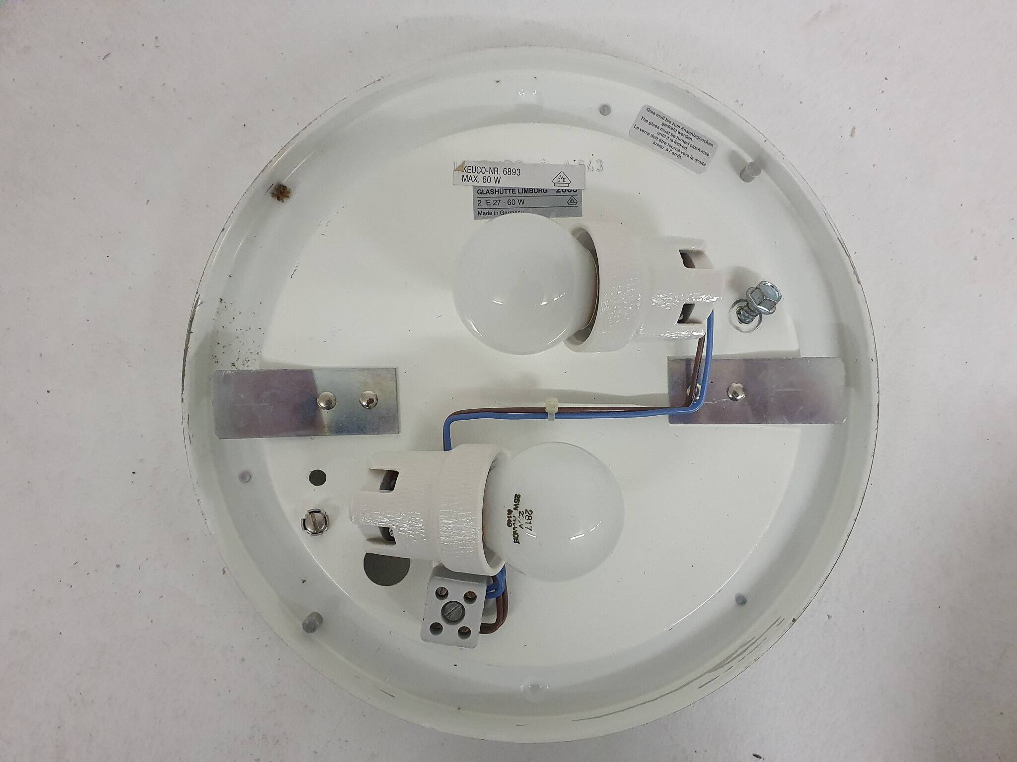 Milk glass ceiling or wall light by Glasshutte Limburg, Germany 1970's