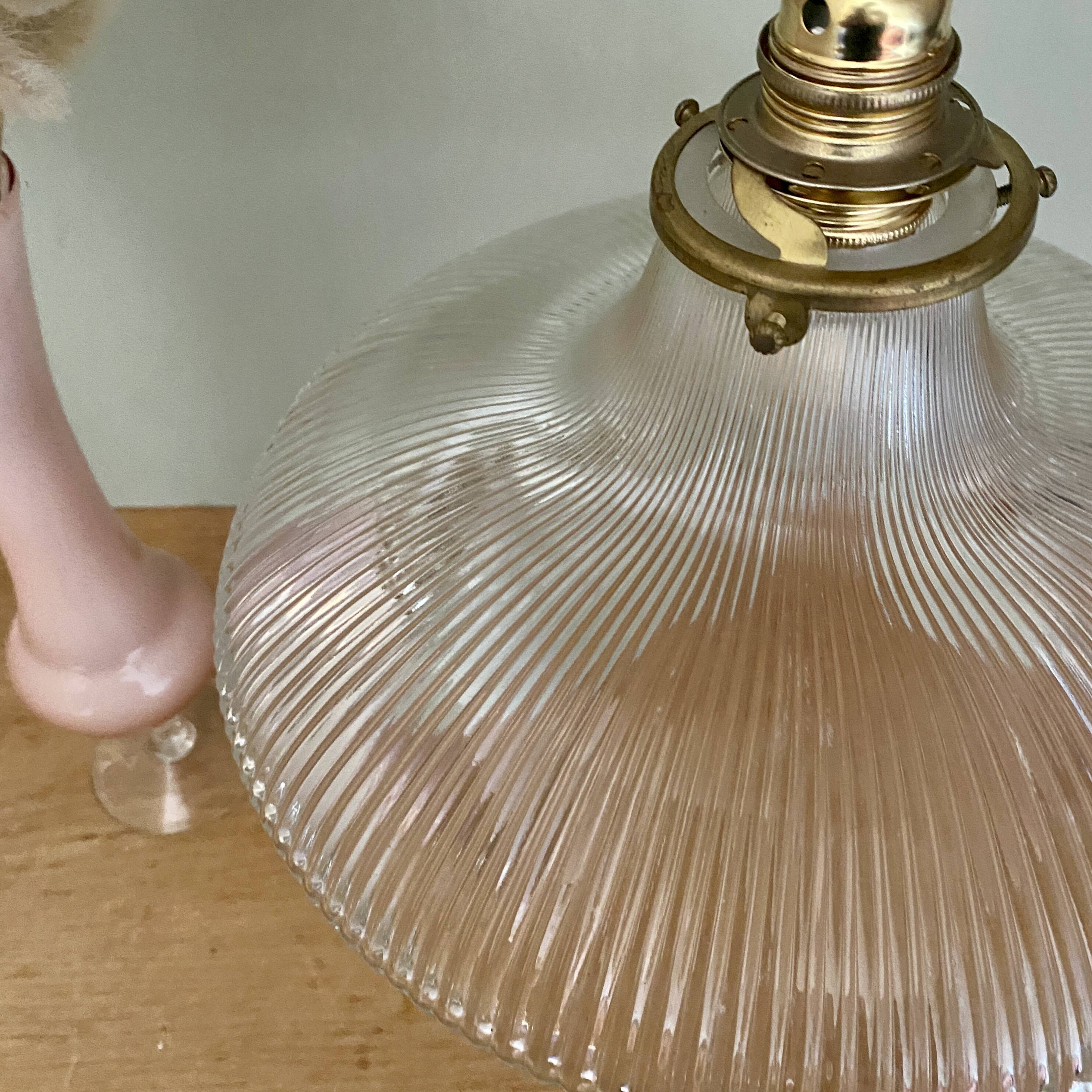 Vintage holophane glass lampshade pendant light