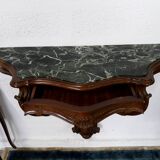 Console table wood and green marble from Aosta