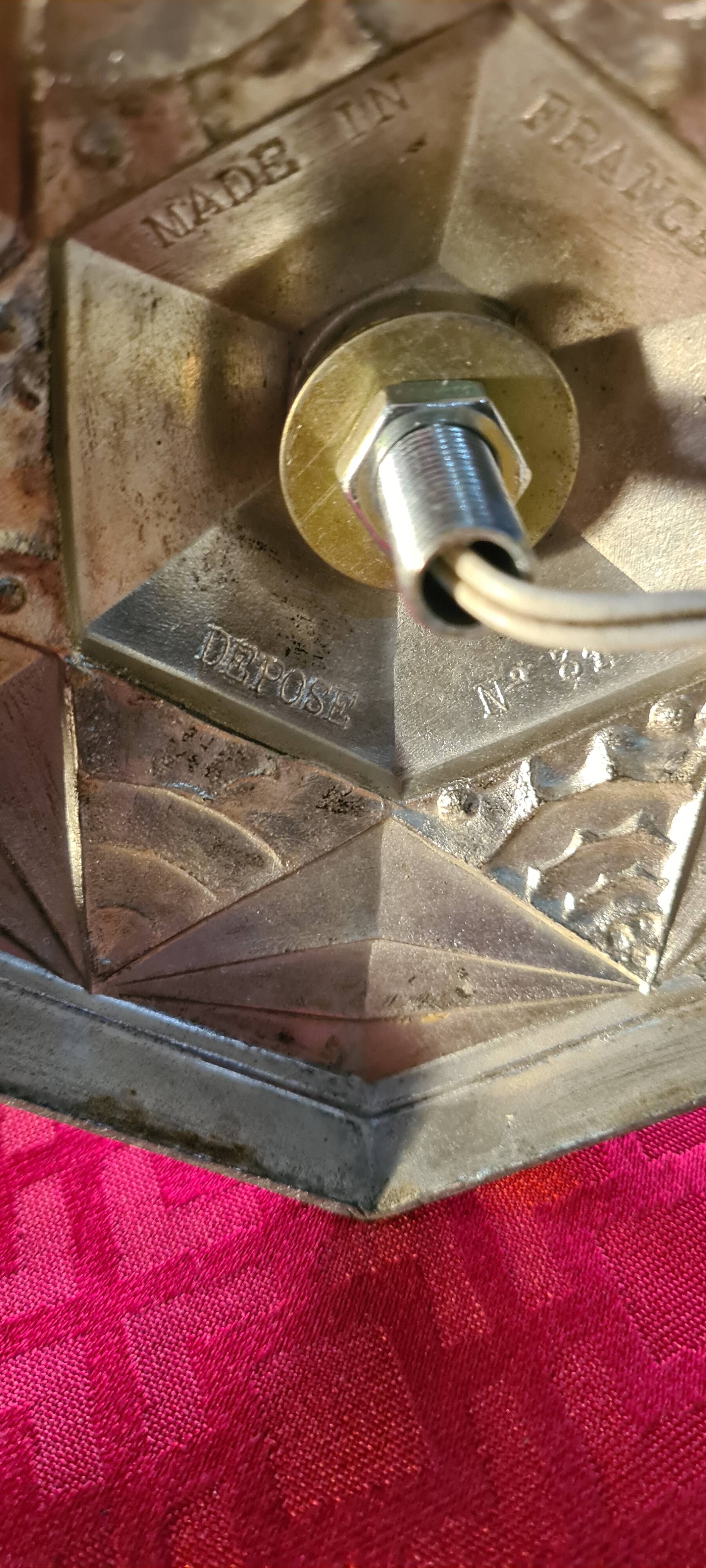 Antique 1930s regul lamp with painted opaline lampshade, art deco, 36x18