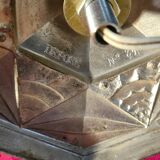 Antique 1930s regul lamp with painted opaline lampshade, art deco, 36x18