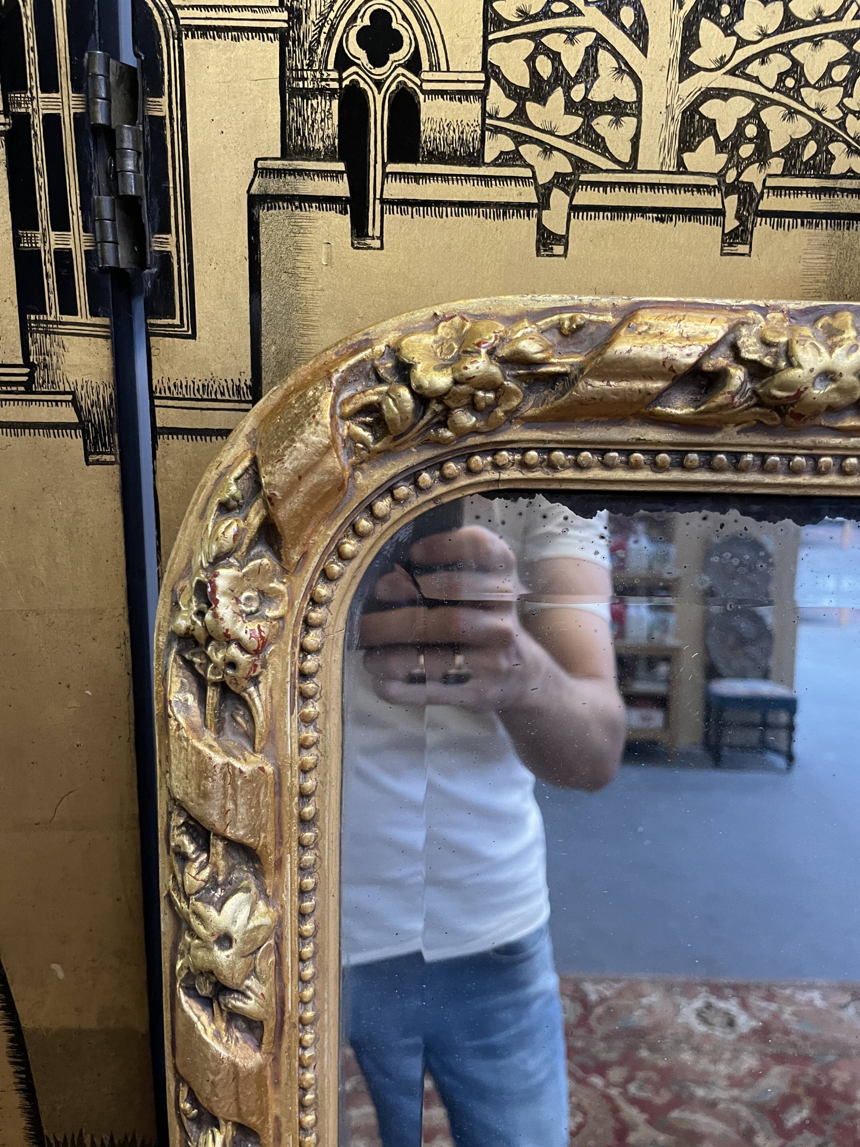 Napoleon III era mirror with gold leaf