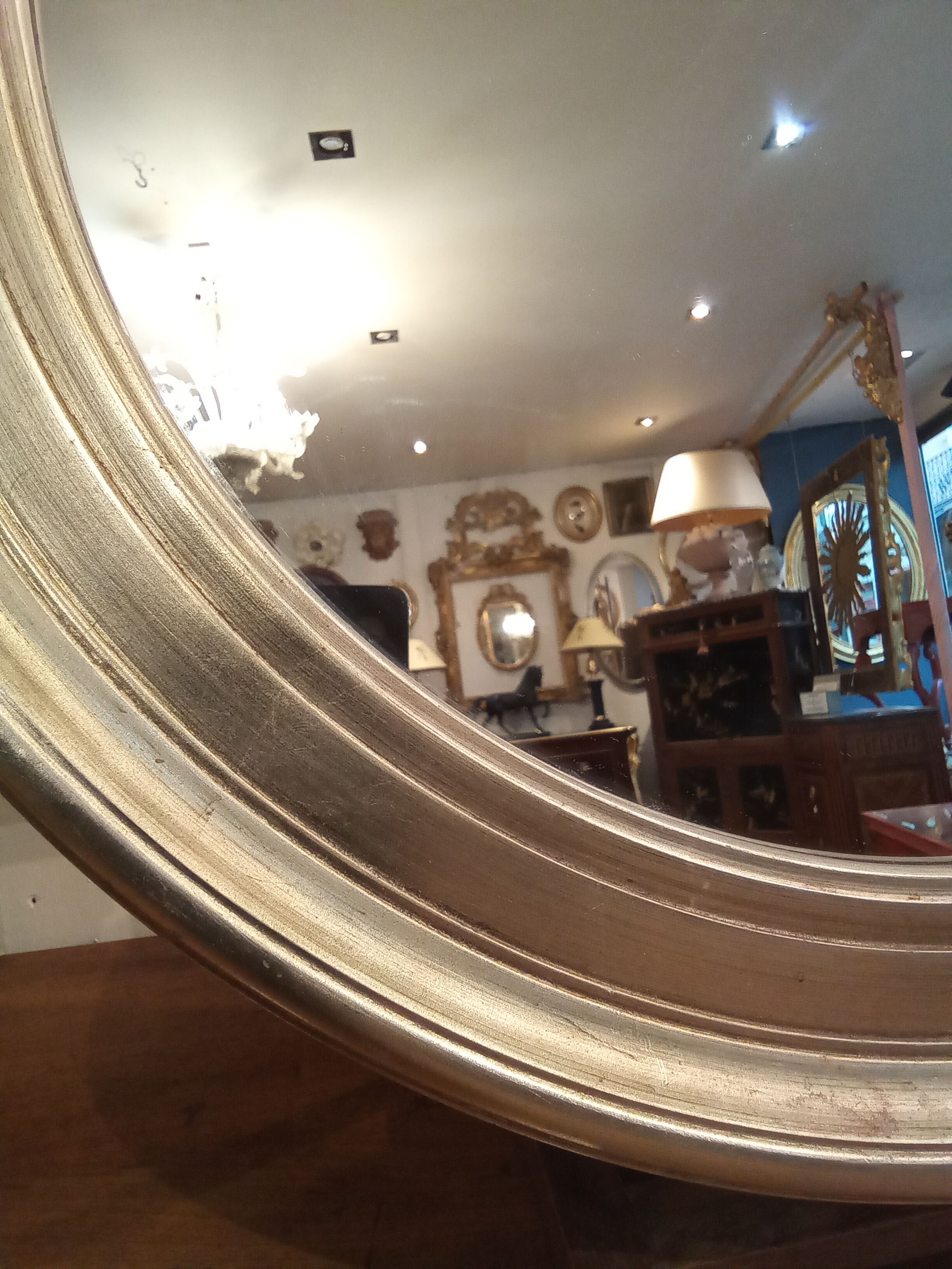 Silver round mirror 64cm
