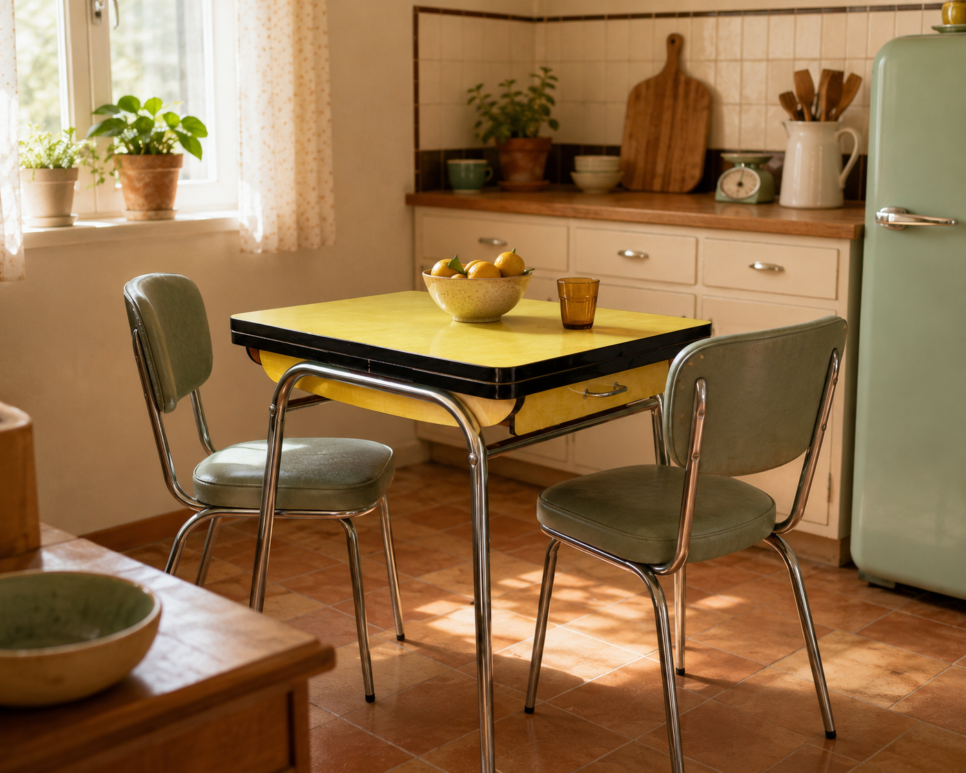 Vintage yellow Formica table 1950