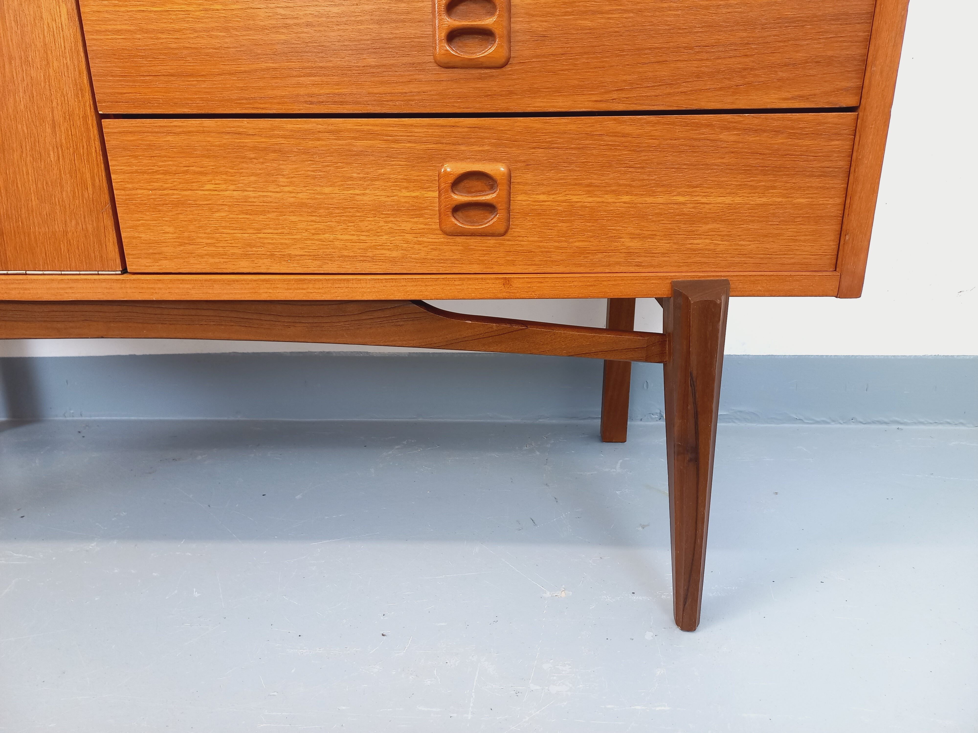 Small vintage Scandinavian teak sideboard from the 1960s.