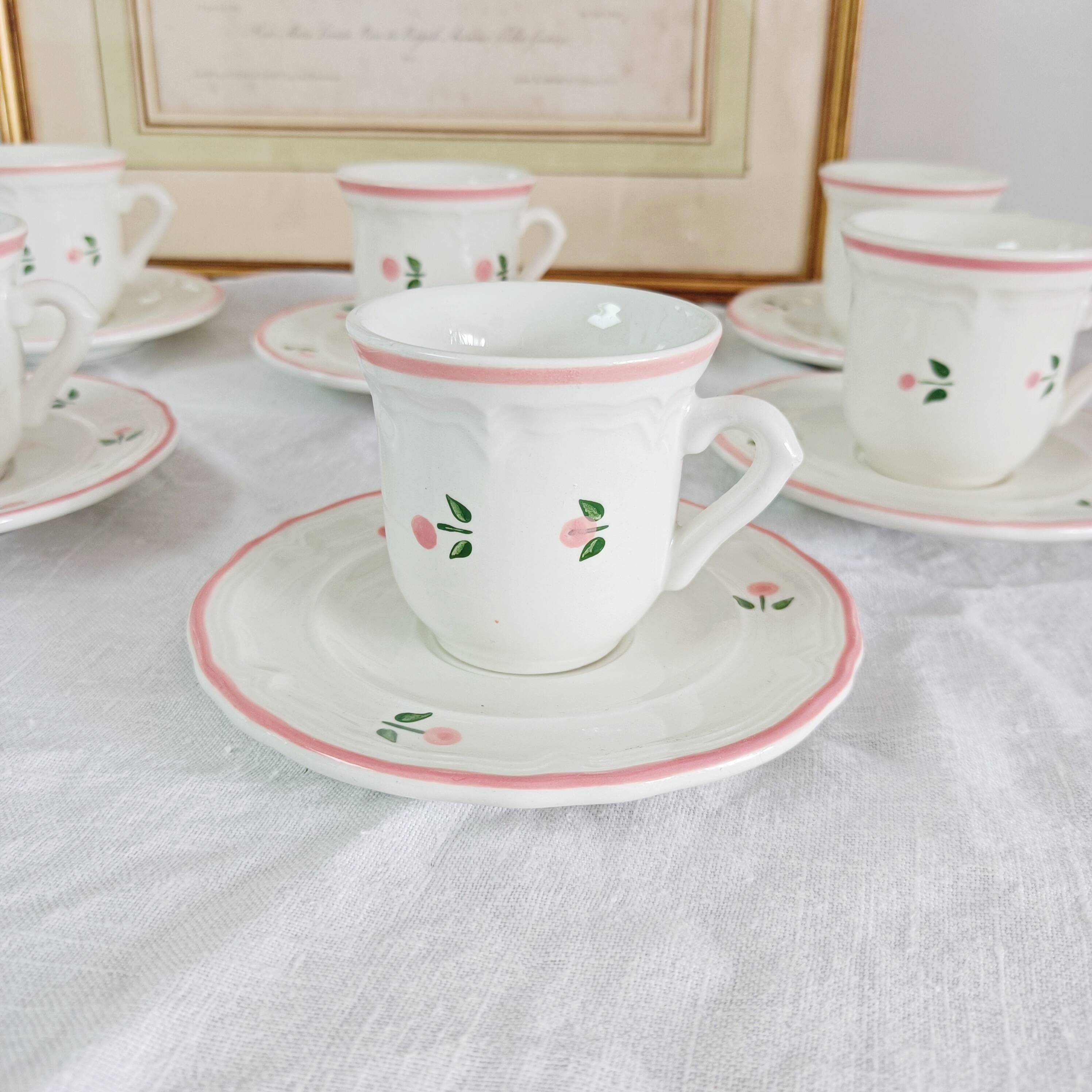 Set of 6 quadrifoglio coffee cups with saucers