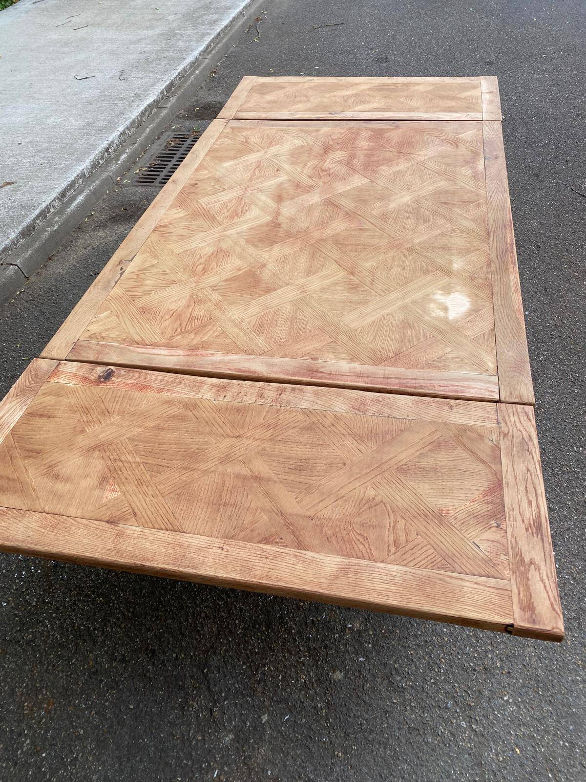 Renovated 1930s Spanish extendable dining table in oak.