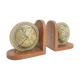 Pair of bookends globe world map wood paper