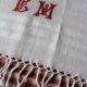 Lot 2 towel towels white honeycomb fringes monograms red E B