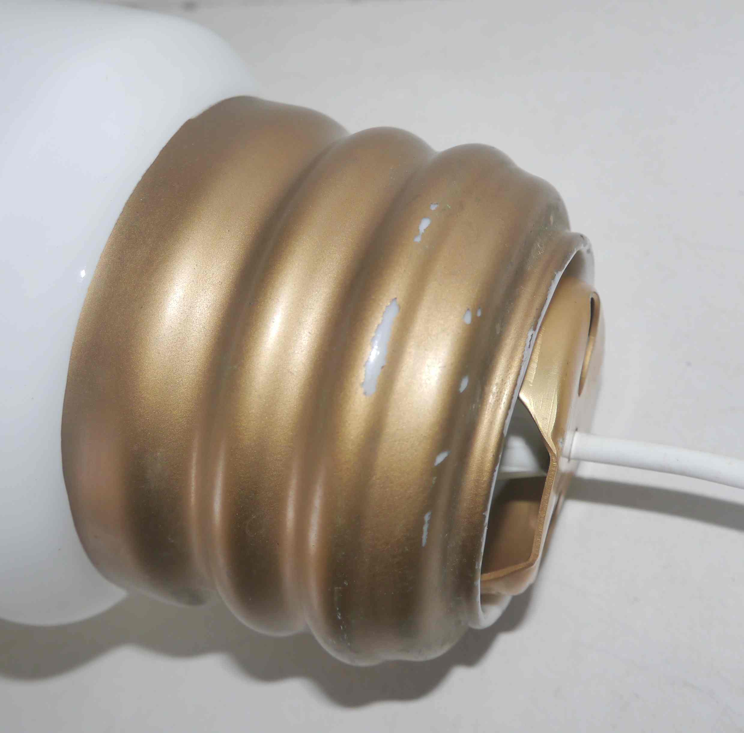 Large vintage opaline pendant lamp in the shape of an S bulb