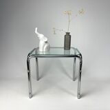 Small side table chrome metal and glass 70s