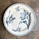 Round flat dish Lunéville in blue ironstone, "Tulip" service.