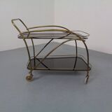 Mid-Century French Brass & Glass Serving Bar Cart, 1960s