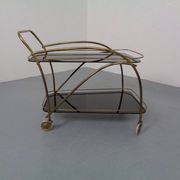 Mid-Century French Brass & Glass Serving Bar Cart, 1960s