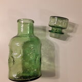 Bouteille carafe verre vert ancien