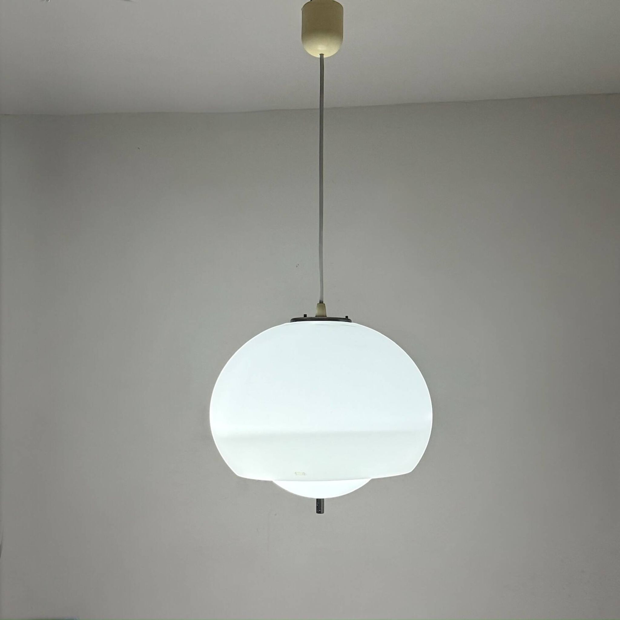 Harvey Guzzini Burgos Hanging Lamp, White Acrylic, 1960s 70s
