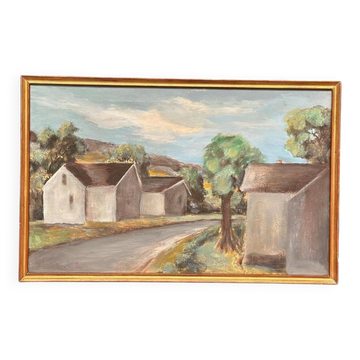 Swedish Oil on Panel – “Houses” by Martina Möller