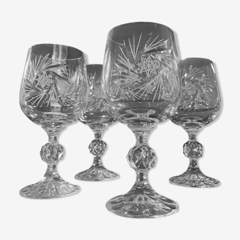 Set of 4 Bohemian crystal wine glasses