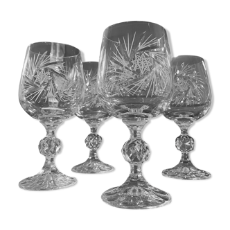 Lot de 4 verres à vin cristal de bohême