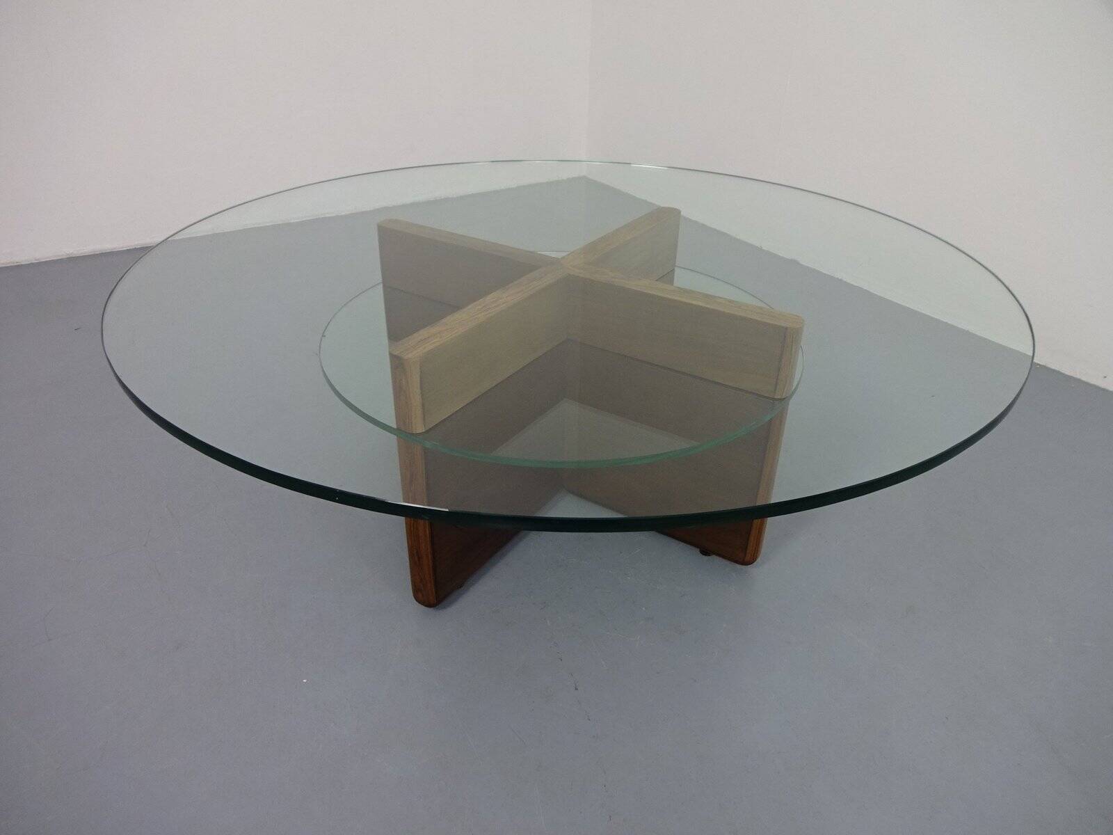 Italian rosewood and glass coffee table, 1960s